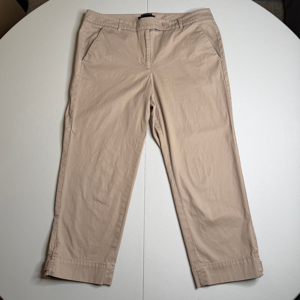 Talbots The Perfect Skimmer Pants Womens 10 Tan Khaki Cropped Chino Trousers